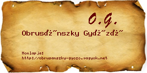 Obrusánszky Győző névjegykártya